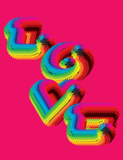 Дизайн на плакат LOVE с розов фон