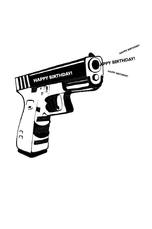 Дизайн на картичка за рожден ден с пистолет