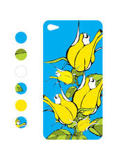Дизайн на кейс за Iphone със стилизирани рози в жълто на син фон