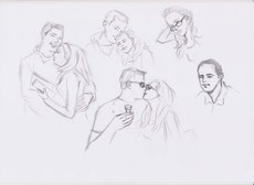 Графични рисунки на младоженците с молив 3