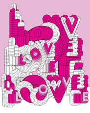 Постер с думата LOVE на розов фон