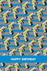 Поп - арт картичка за рожден ден с пистолети