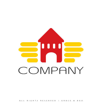 Лого с къща и стилизирани ръце 