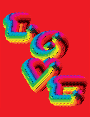 Дизайн на плакат LOVE с червен фон